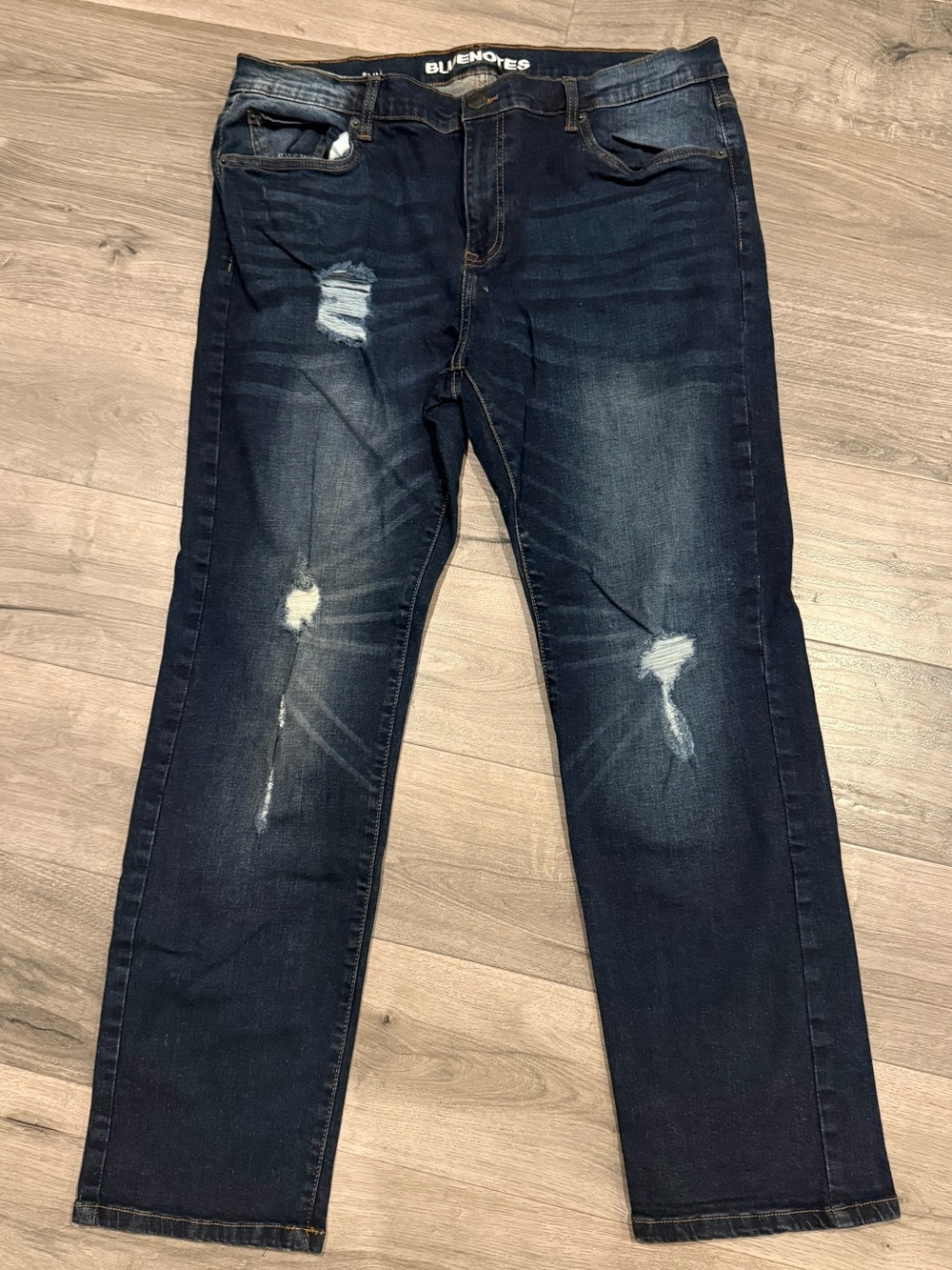 Bluenotes Men’s Dark Wash Distressed Slim Straight Jeans